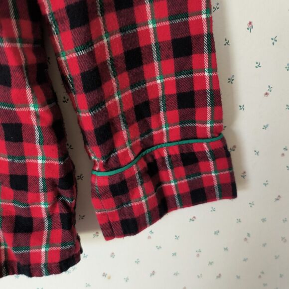Lands' End Flannel Pajama Set Womens M Red Tartan Plaid Cotton Cozy Pockets - Picture 10 of 16